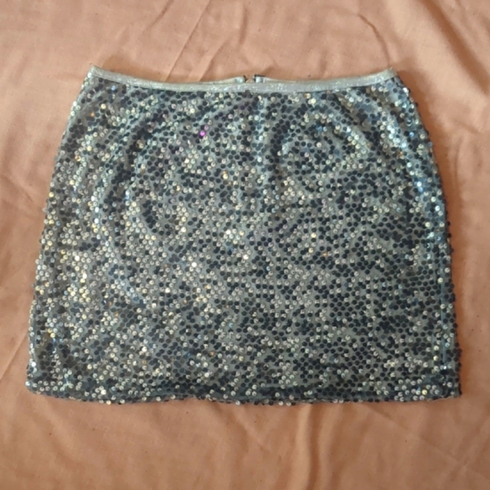 Indie Sleeze Silver Sequin Miniskirt